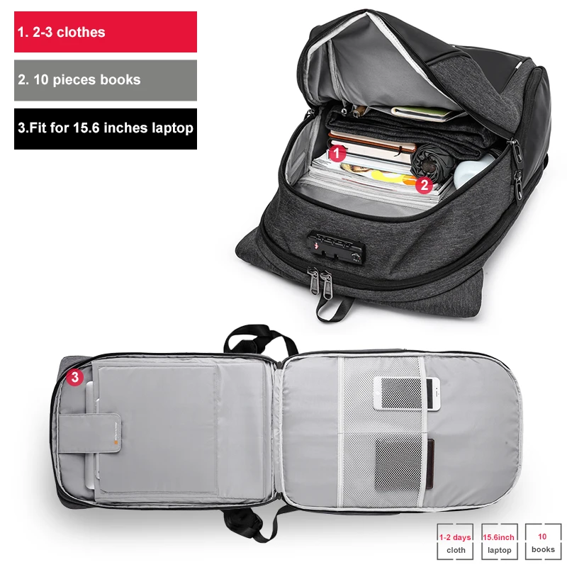 Рюкзак для мужчин KAKA New Men Backpack Anti Theft Laptop Bag 15.6 дюймовый блокнот Мужская школьная сумка Mochila для подростков