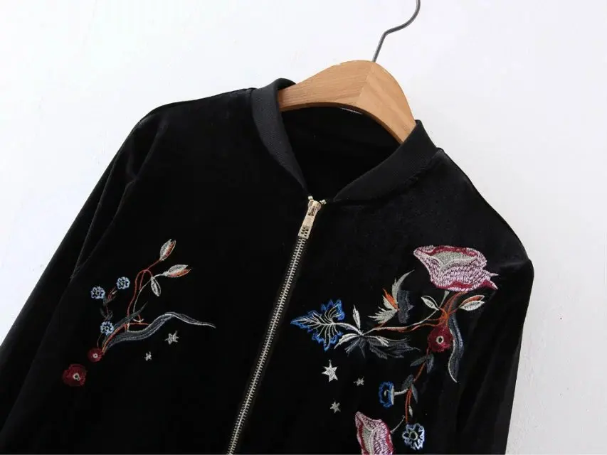 2019 весна осень Женская куртка с цветочной вышивкой бархатные жакеты Mujer Jaqueta
