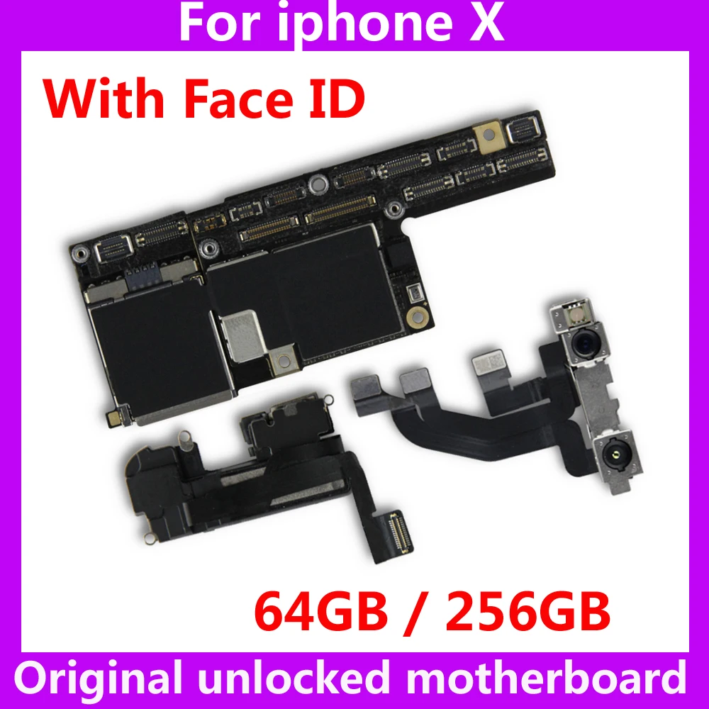 Оригинальная разблокированная материнская плата с/без лица ID для iphone X 64 Гб 256 ГБ