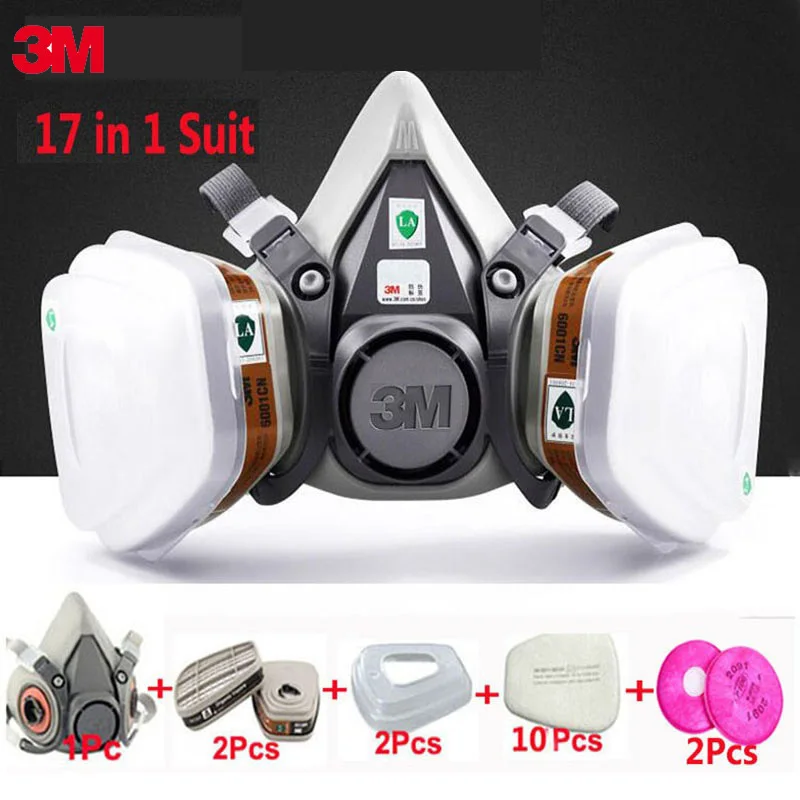 3M 6200 Gas Mask Spray Paint 17 In 1 Antiodor Personal Dust Mask Chemical Industrial Half Face Respirator Dust Mask
