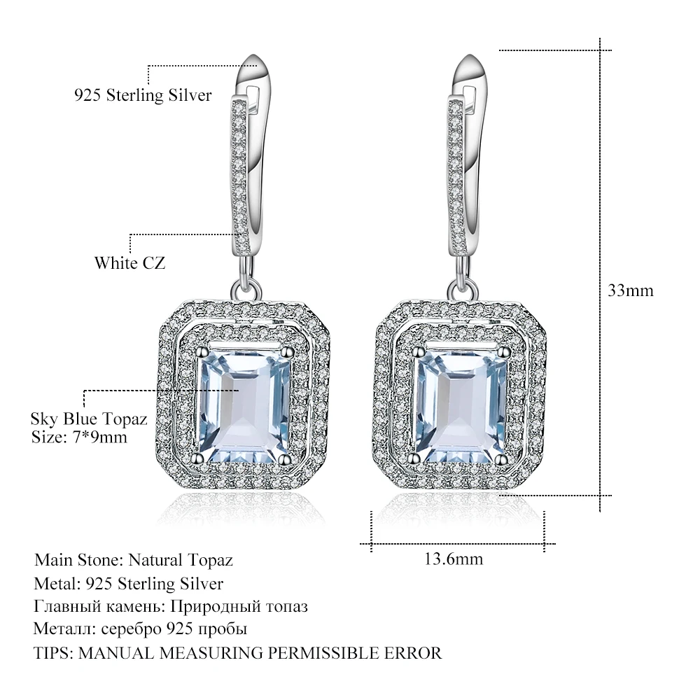 Женские серьги подвески Gem's Ballet Винтажные из серебра 925 пробы с натуральным
