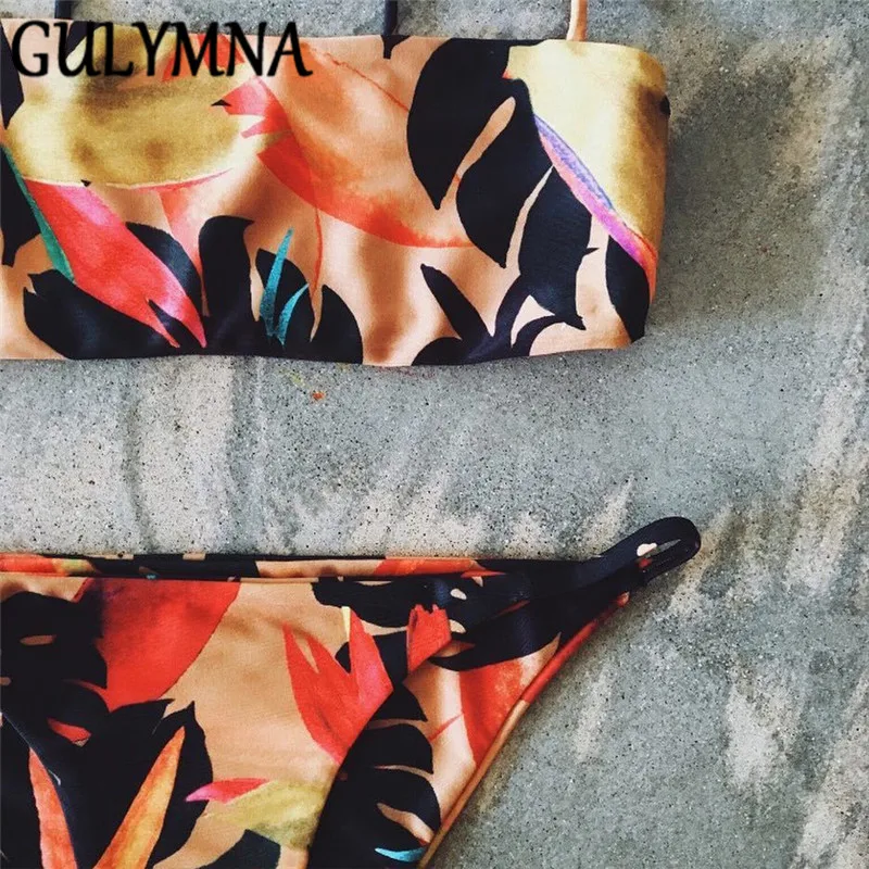 Женский бразильский купальник с принтом GULYMNA низкой талией бандо Mayo Biquini Maillot De Bain