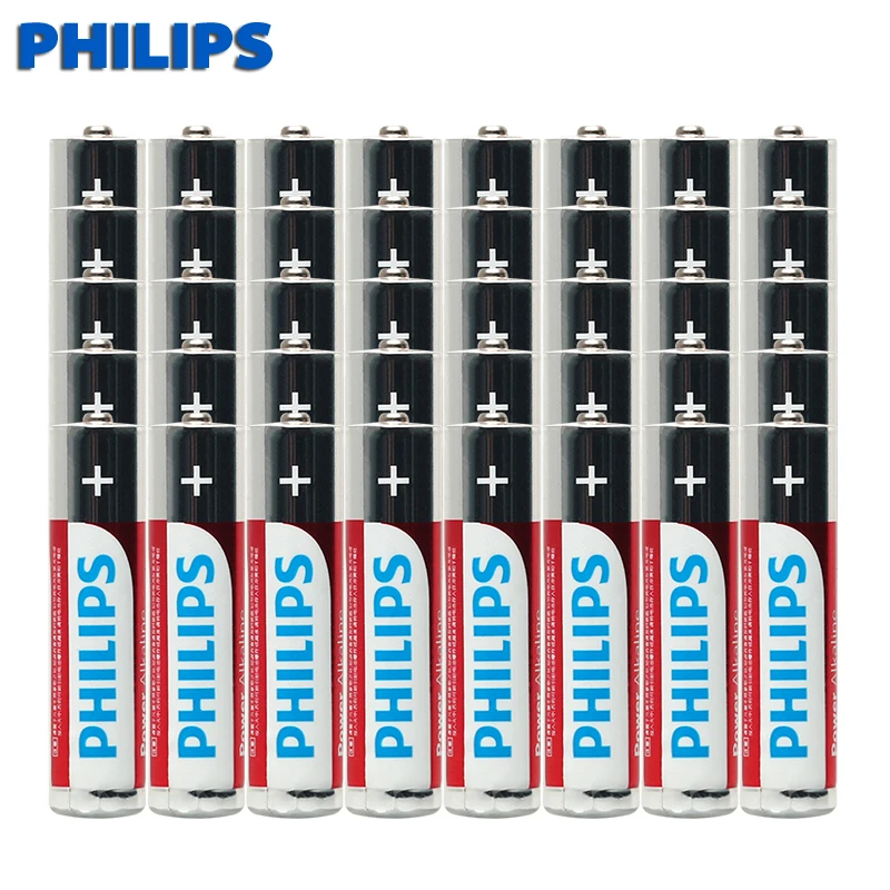 Philips 40 шт. высокой емкости 1,5 в сухие щелочные батарейки сильная Взрывозащищенная 1,5 Вольт ААА батарея