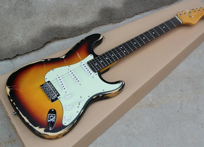 Табачная Sunburst Ретро электрическая гитара с фотографией светло светильник Ая