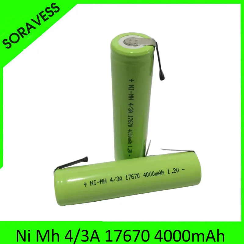 2-10 adet 4/3A 1.2 V şarj edilebilir pil 4000 mah 7/5A 17670 17650 Ni-Mh Nimh Hücresi kaynak Pimleri ile Elektrikli Tıraş Makinesi için Diş Fırçası