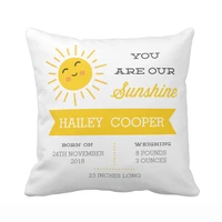 customized you are our sunshine baby nursery birth stats throw pillow cover home decorative cotton polyester cushion covers gift