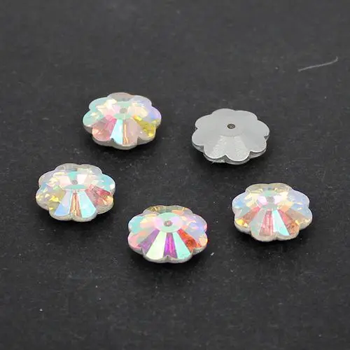 DIY Strass 10 мм 12 14 Flatback слива цветок стекло для изготовления платья шить на кристалл AB
