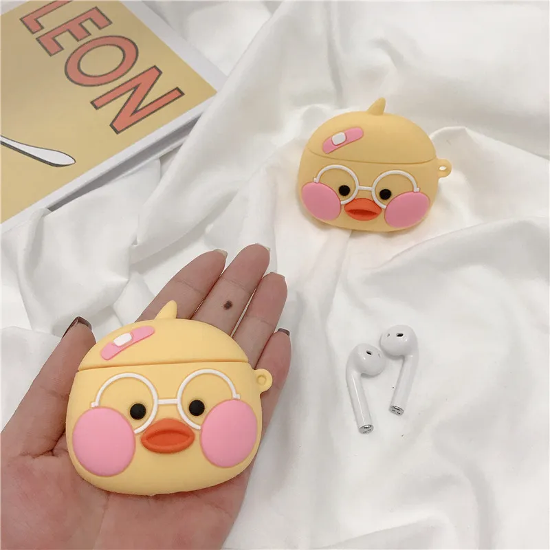 

For AirPods 2 Case Cute 3D Cartoon Duck Earphone Case For Apple Airpods Soft Silicone Protect Cover Funda