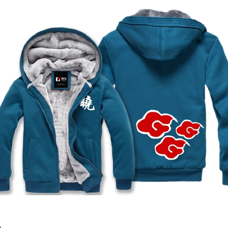 Зимняя утолщенная куртка с капюшоном Наруто Аниме плащ Акацуки повседневная