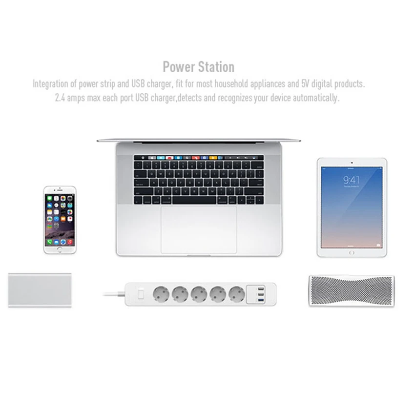 

EU Plug Power Strip 3 USB Charging Port with 3 /4/ 5 AC Power Outlet Smart Home Qualcomm Quick USB Charging Socket Power Strip