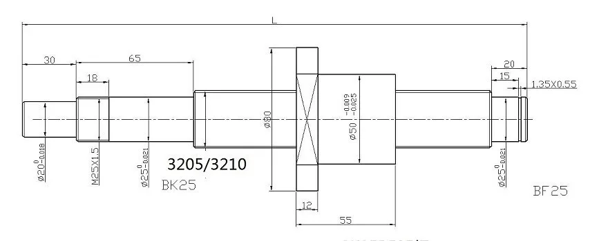 1 комплект шариковый винт SFU3205-L1000мм с SFU3205 одинарная шариковая гайка с торцевой обработкой