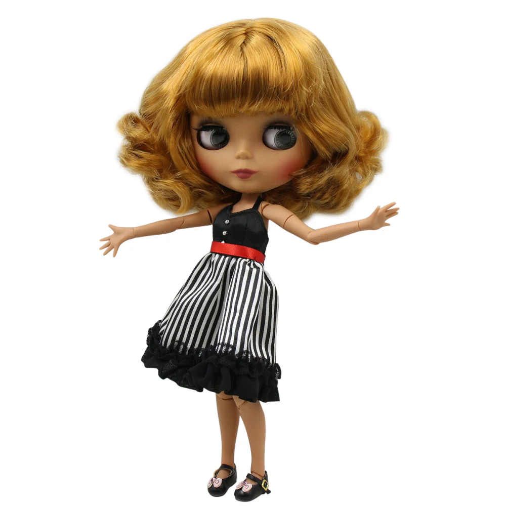 Ледяная кукла DBS Blyth 1/6 bjd для тела темная кожа матовое лицо коричневые золотистые