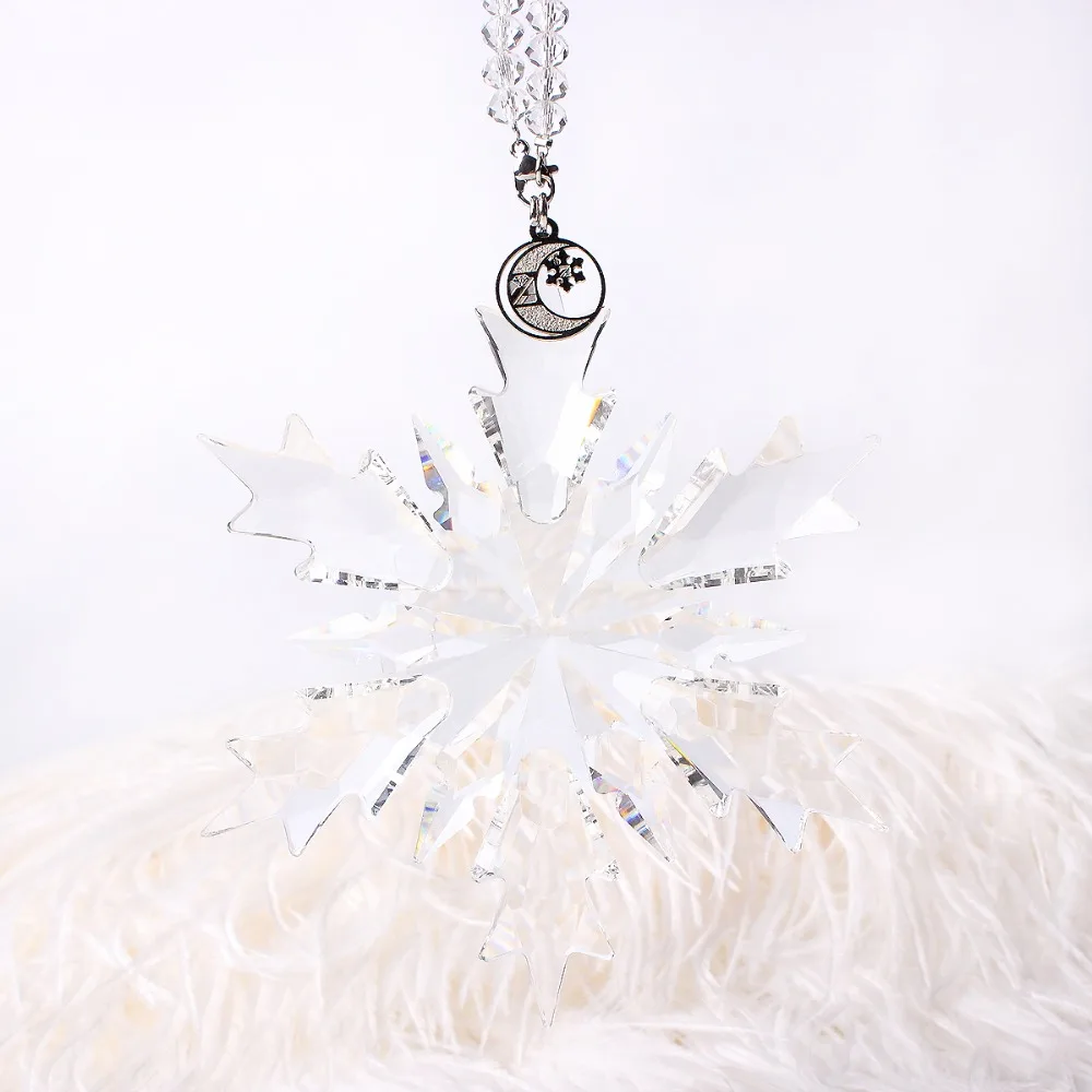 

C&H Christmas Crystal Snowflake Shape Hanging Clear White Crystal Pendant & Drop Ornaments DIY Decorative Craft