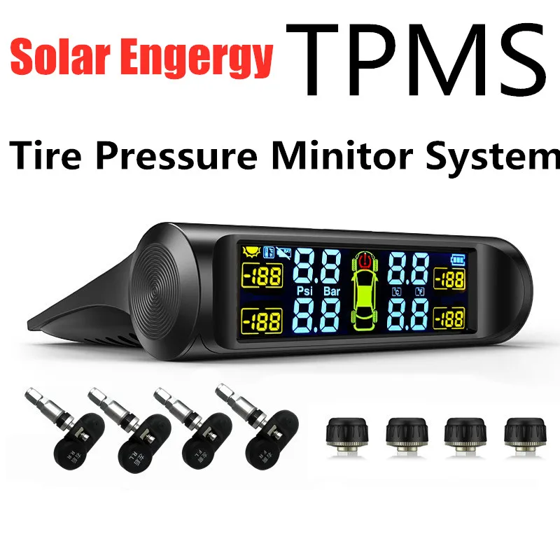 Система контроля давления в шинах TPMS умный монитор на солнечной энергии 4 датчика