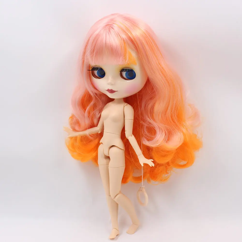 Ледяной DBS Blyth кукольные шарнирное тело смесь розового orange волос с челкой из белой