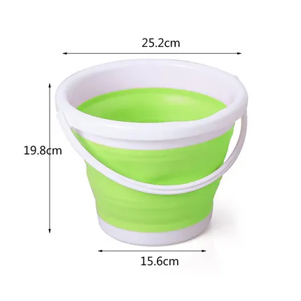 5L Green Практичное портативное складное ведро для улицы, утолщенное ведро для мойки автомобилей, кемпинга, рыболовных бочек, многофункциональные принадлежности для ванной и кухни - Цвет: 5L Green