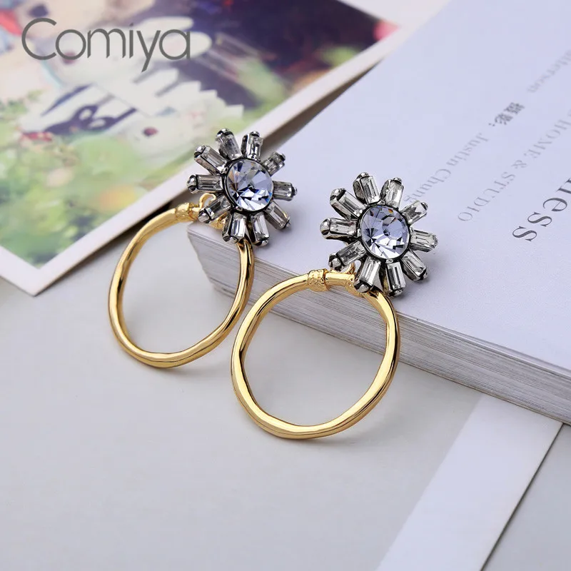 Comiya длинные женские серьги индийский изделия долго кулон цветок Pendientes Стекло Mujer