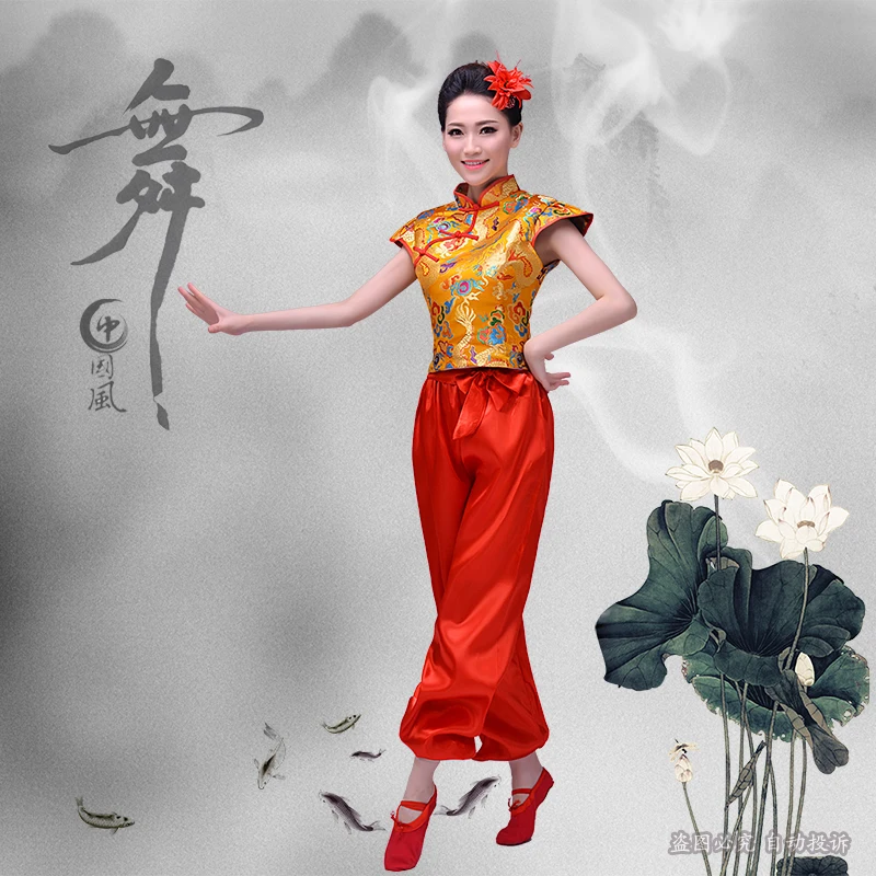 Топ Мода Disfraces Древние китайские танцевальные костюмы для женщин Hanfu Дракон узор барабан Yangko Одежда Национальный костюм сценический