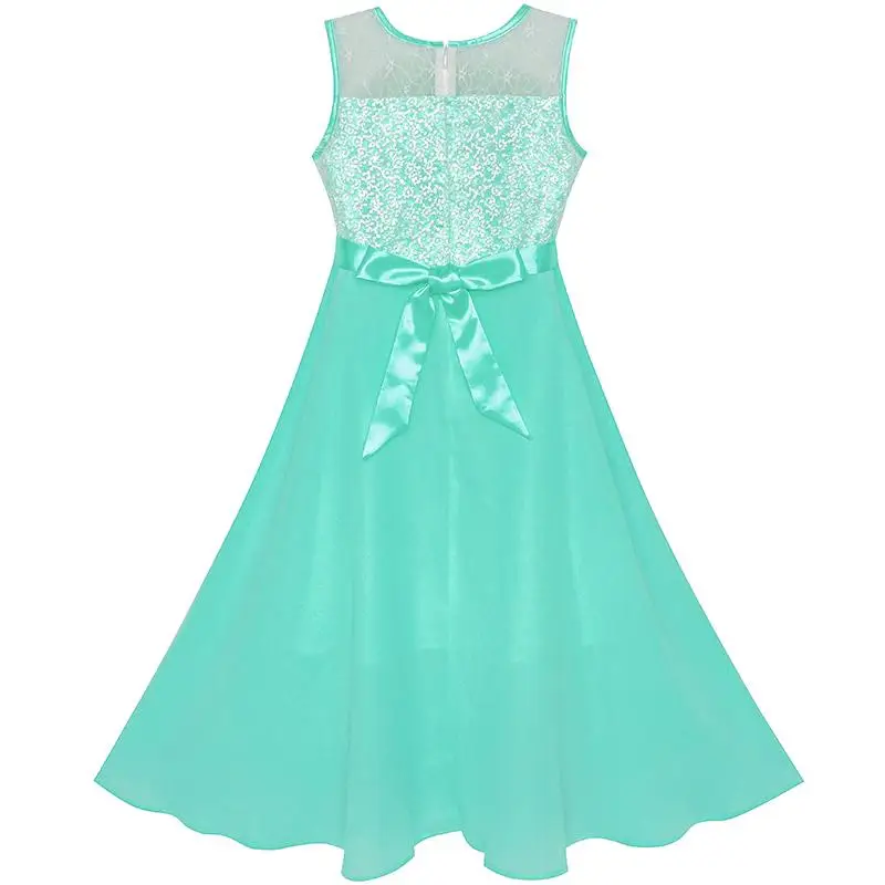 Sunny Fashion платья для девочек платье горный хрусталь Шифон Подружка невесты Танец Мяч Макси Платье