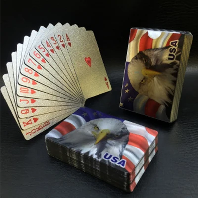 c Золотой, из ПВХ игральные карты Золотые пластиковые покерные карты Poker пластиковые o Cartas de Poquer - Цвет: c