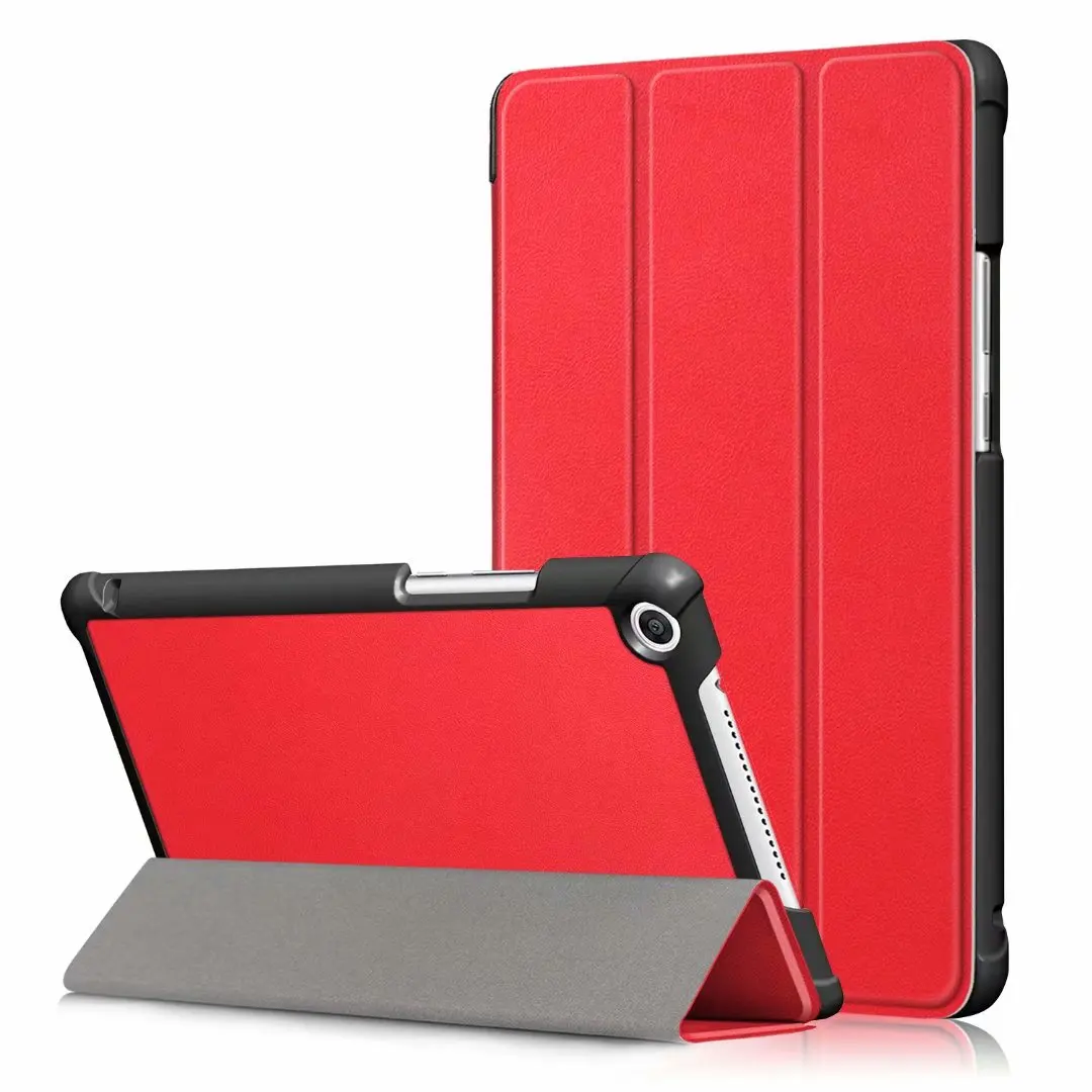 red Тонкий флип из искусственной кожи чехол для huawei MediaPad M5 lite 8 JDN2-W09/AL00 8,0 дюймов умный чехол для huawei m5 lite 8 Чехол+ пленка+ ручка - Цвет: red