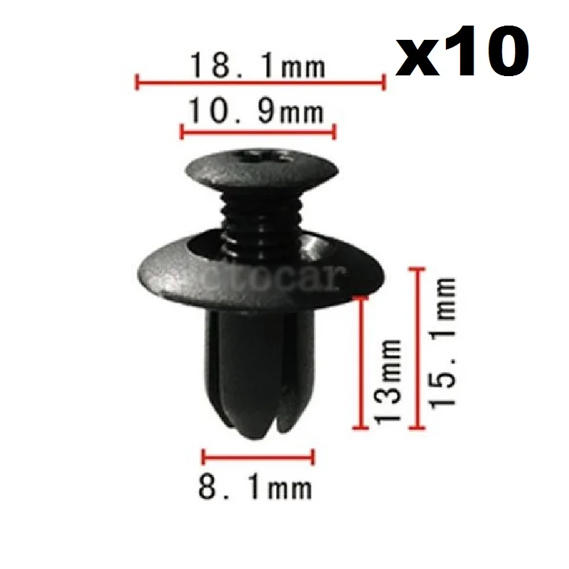 

10pcs Nylon Fastener Rivet Push-Type Retainer Clip For Ford Mazda OE B092-51-833 , MB-455-56143 tyre cover buckle