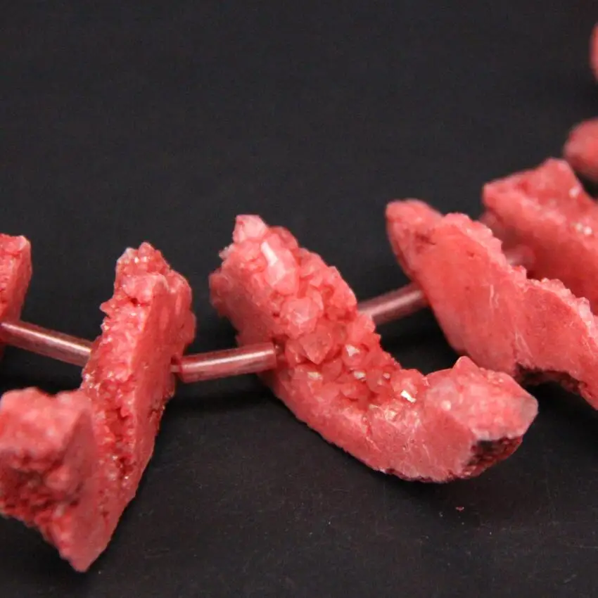 Нитка 15 5 &quot Красный титан натуральный кварцевый друг геод верхнее отверстие