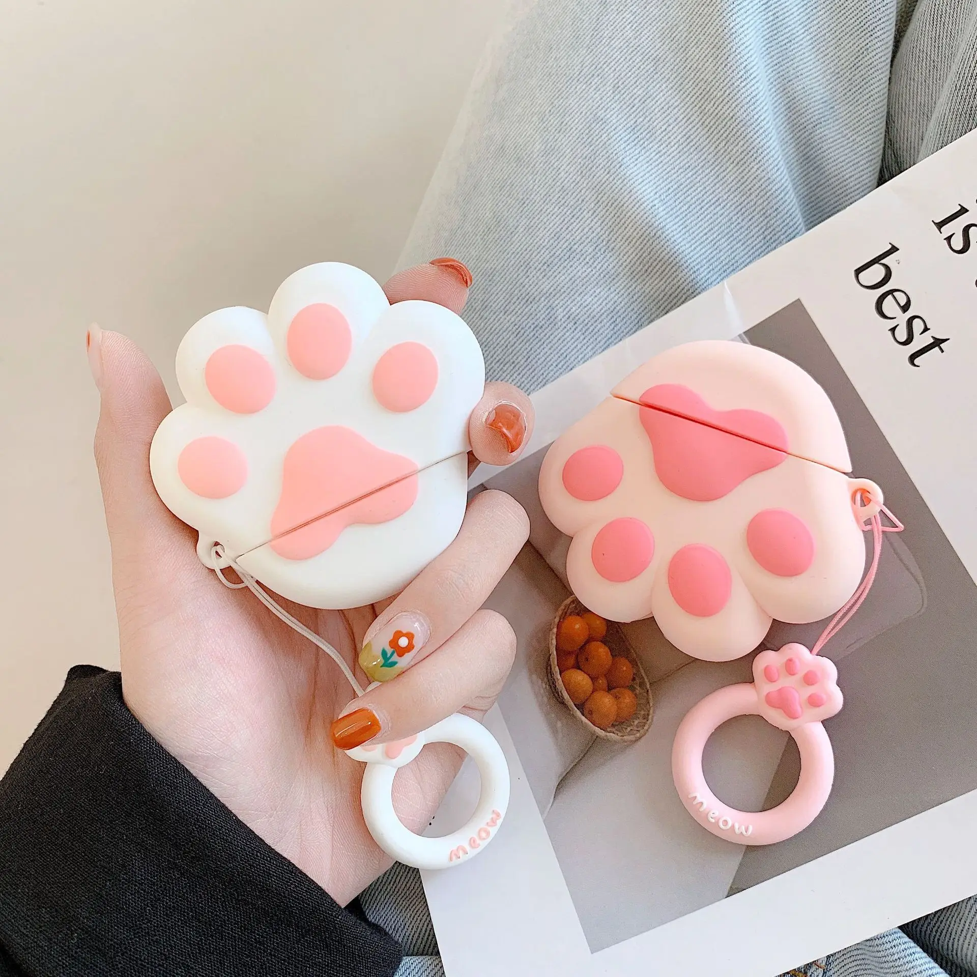 Милый чехол с мультяшными наушниками для Airpods2 силиконовый когтями Apple Air pods Earpods