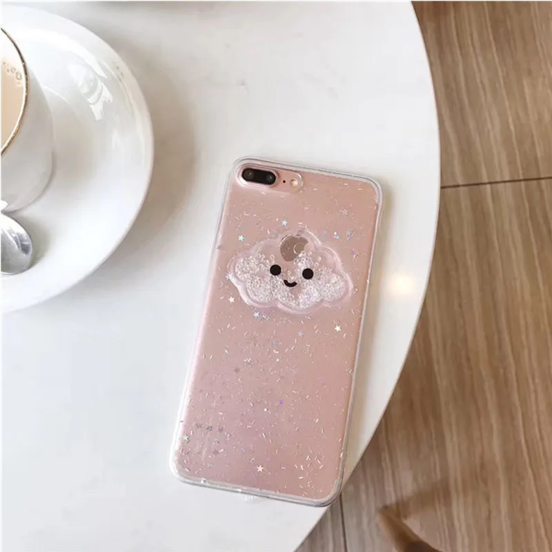 Прозрачные эпоксидные блестки поток бисера облако iPhone6splus мобильный корпус -