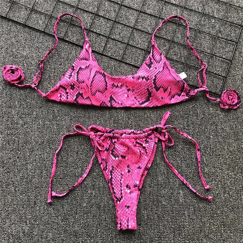 Bikinx/бикини из змеиной кожи, mujer, бандо, топ, купальник woemn, купальник с высоким вырезом, женский сексуальный комплект бикини, купальный костюм, новинка