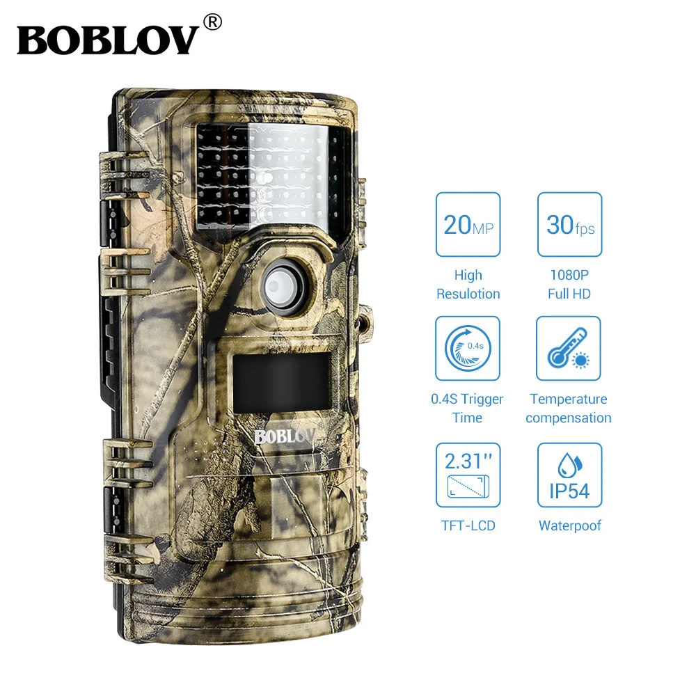 Фотоловушка BOBLOV CT006 камера для охоты 20 МП 1080p следа триггер 0. 1 на диких животных