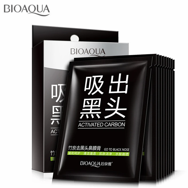 BIOAQUA 10 шт. маска для лица бамбуковый уголь черные точки на носу удаления пор