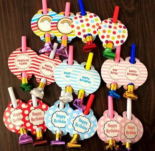 

Birthday Party Blowout Whistle Blowing trumpet 2016 child Noise maker Toys Kids Party Christmas Favors Decoration Supplies gift