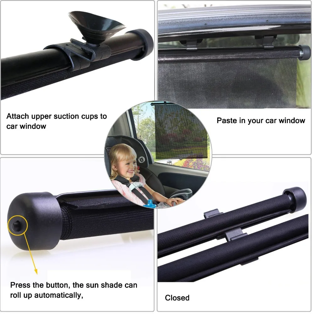 2 шт. солнцезащитные роликовые шторы для автомобильных окон|Козырьки ветрового