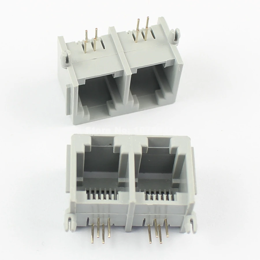 100 шт. RJ11 4 контактный телефон с двумя слотами под прямым углом гнездо платы|jack