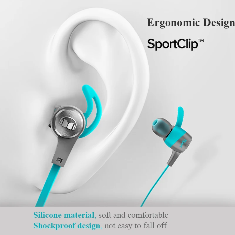 Оригинальные спортивные наушники Monster iSport беспроводные с микрофоном и защитой от