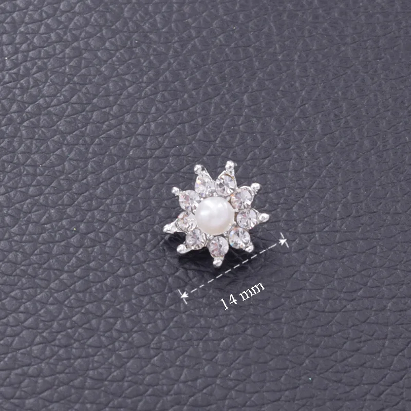 

50pcs/lot crystal rhinestone button for clothing white pearl buttons decorative sewing DIY sew on metal decorations HK-13
