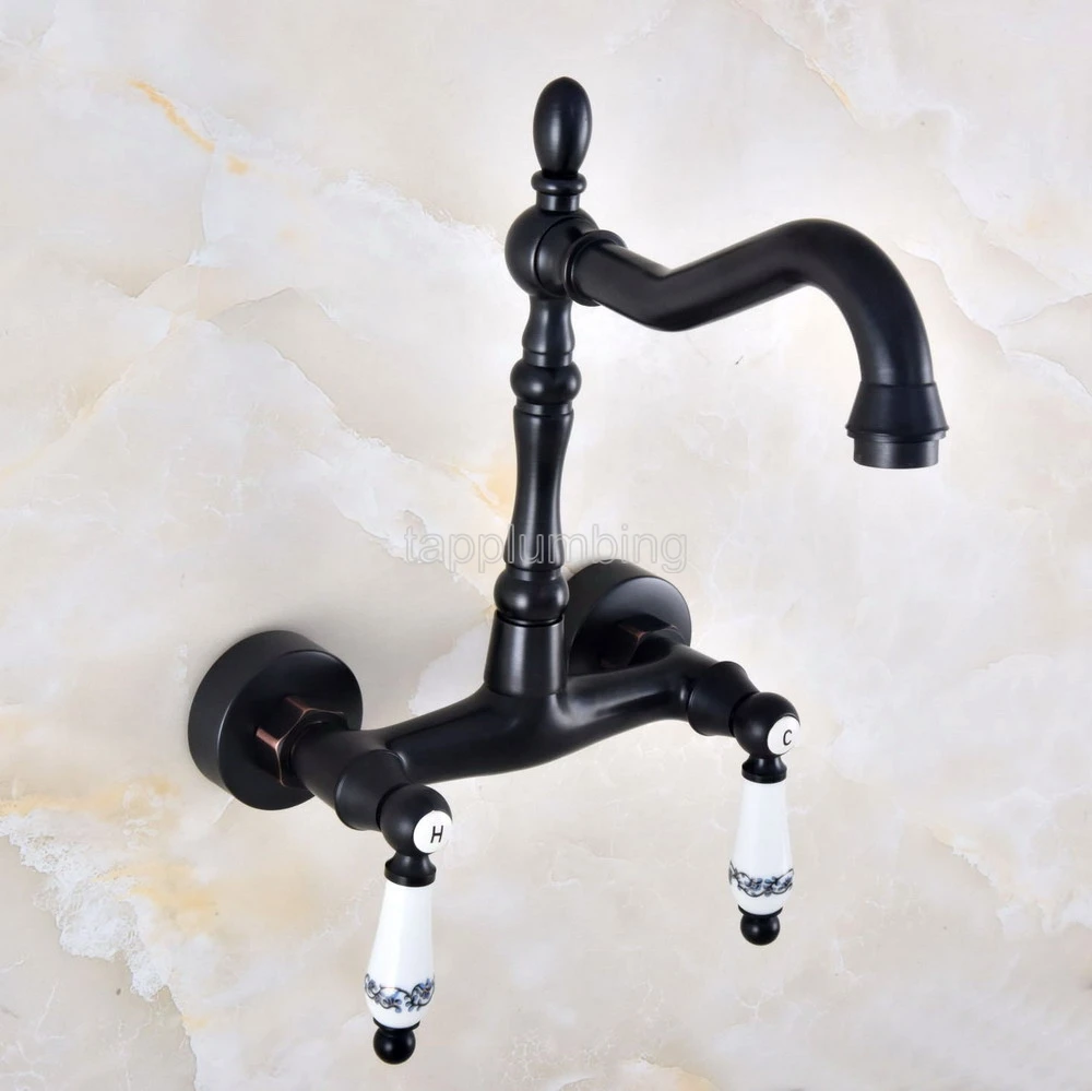 Swivel Black Oil Rubbed Brass Wall Mounted Bath/Kitchen Basin Sink Mixer Fauset tnf826 | Обустройство дома