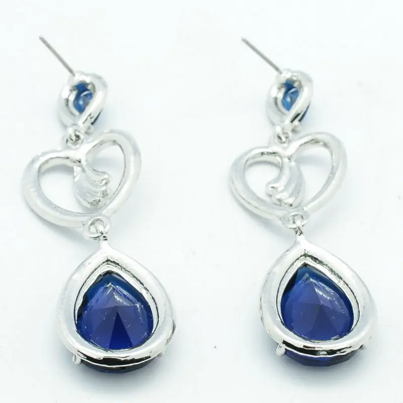 Женские серьги в форме сердца с голубыми фианитами|earrings for|earrings for women weddingearrings |