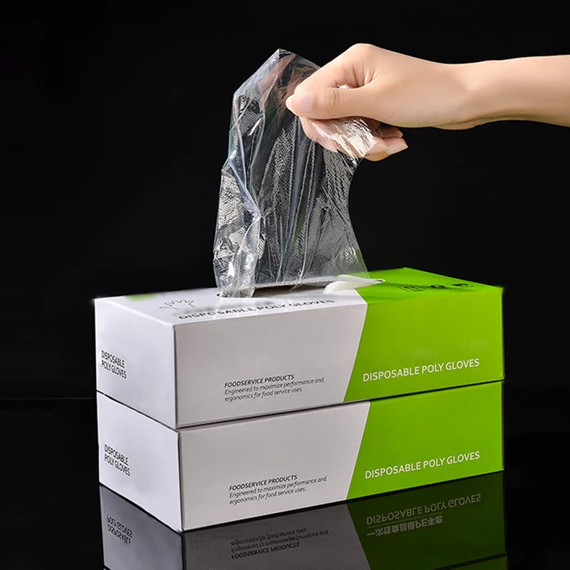 Transparent Disposable Poly Gloves Sterile Safety Food Service Cleaning One-off Supplies | Дом и сад