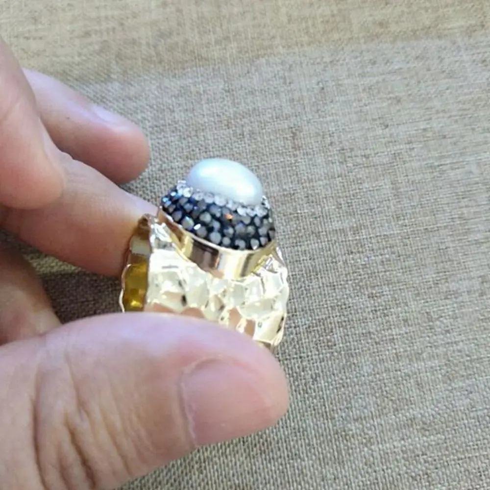 Женское кольцо с натуральным жемчугом модное широкое унисекс 5 шт.|fashion rings for