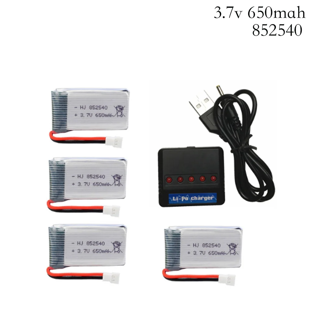 4 шт./лот 3 7 V 650mAh Дрон перезаряжаемый Li po аккумулятор 802540 + USB зарядное устройство