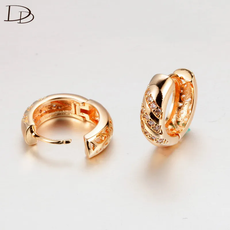 Женские винтажные серьги с цирконом золотистые в полоску австрийским кристаллом