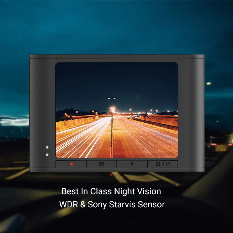 Видеорегистратор YI Nightscape Dash | Широкоугольный объектив 140 градусов 2.4&quot ЖК-экран