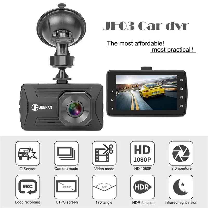 JUEFAN JF03 Автомобильная камера dvr видеорегистратор era для записи автомобиля мини видеорегистратор Автоматическая Циклическая запись HD 1080P ночное видение