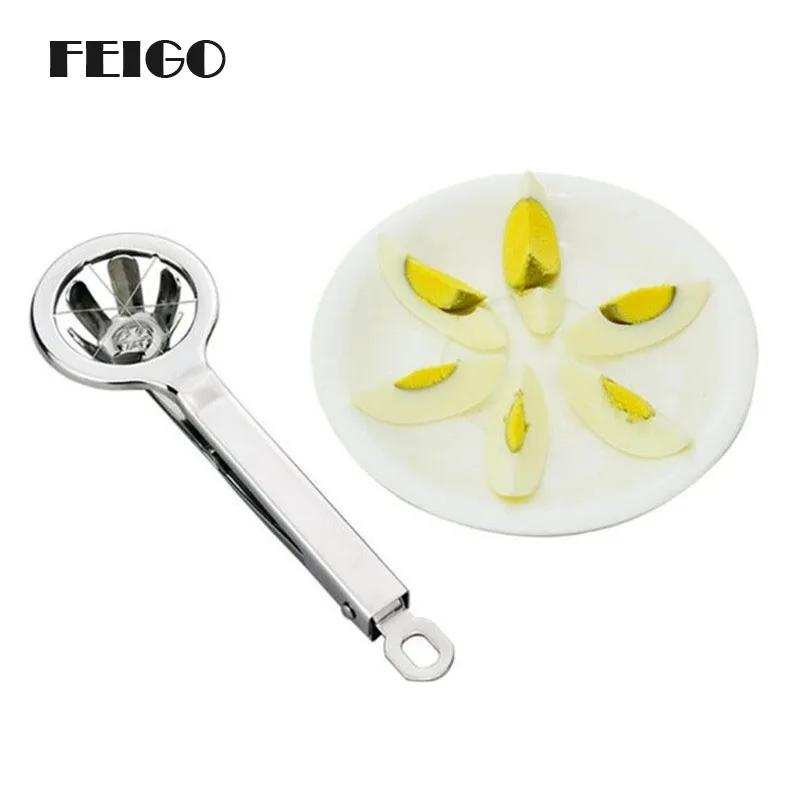 

FEIGO 1Pc High Quality Thicken Stainless Steel Egg Slicer Section Cutter Egg Billet Skin Egg 6 Aliquots Cutter Kitchen Tool F506