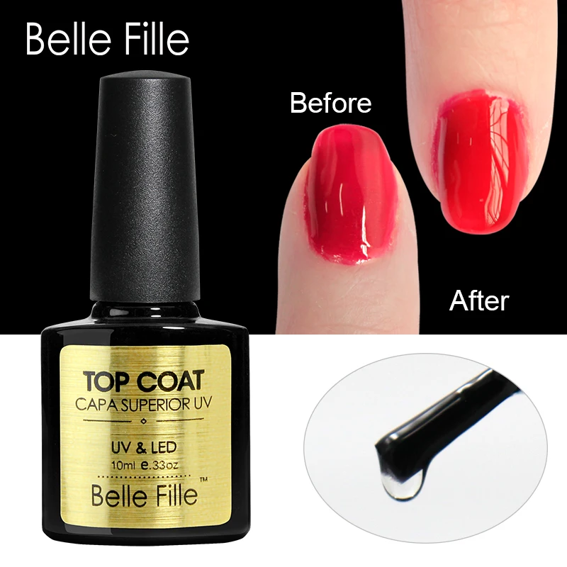 Belle Fille основа и верхнее покрытие УФ гель лак для ногтей 10 мл Прозрачный