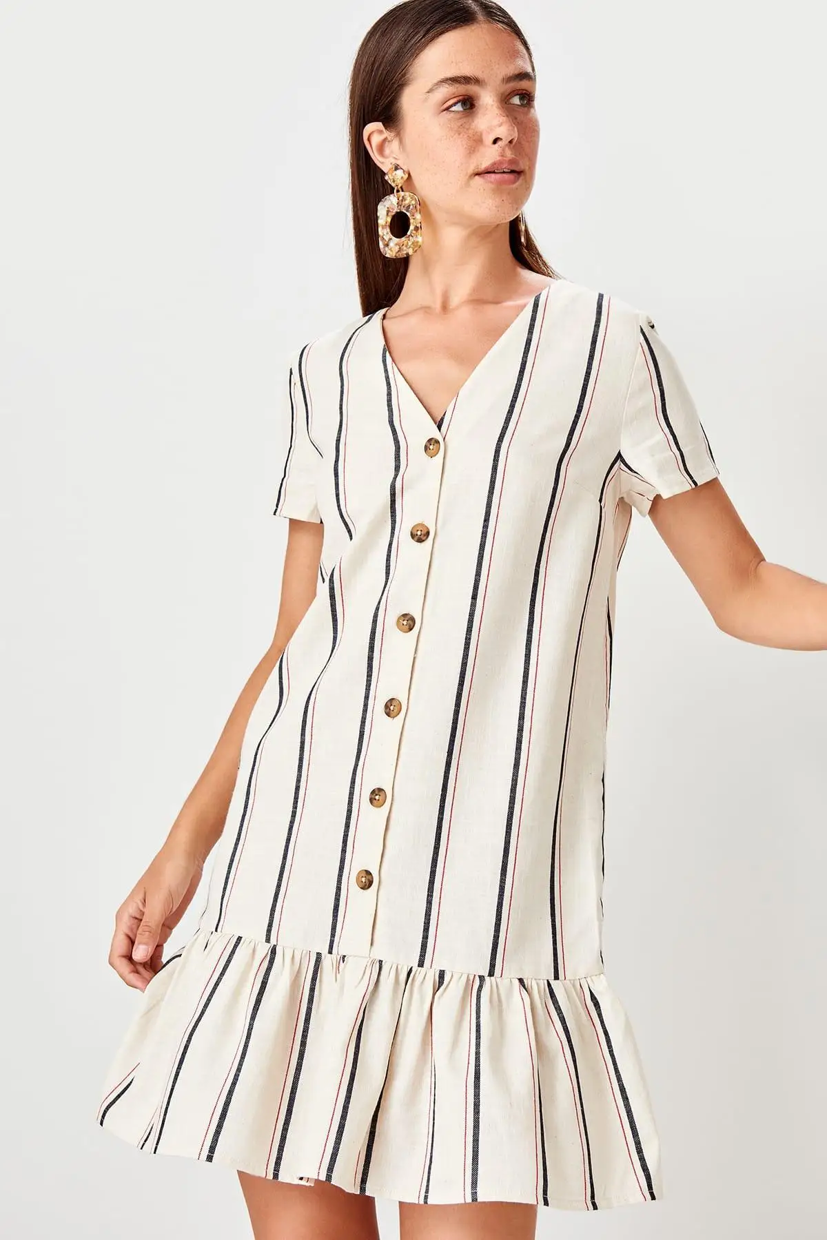 Trendyol Raw White Striped Dress TWOSS19EL0087 | Женская одежда