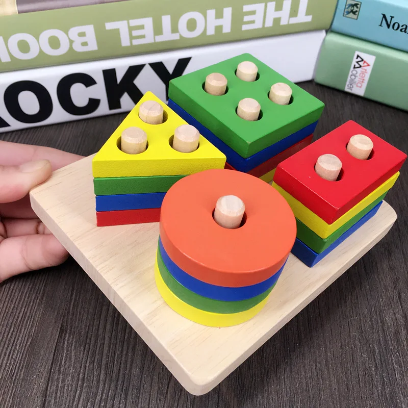 Деревянные игрушки Детские Развивающие головоломки геометрическая форма Intellige