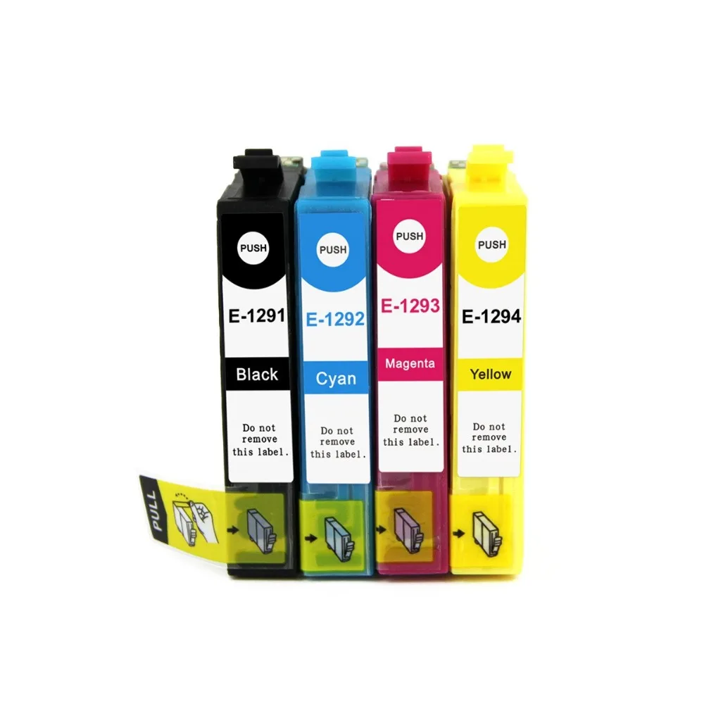 

Чернила 1 комплект чернильный картридж T1291 T1292 T1293 T1294 принтер для Epson SX420W SX425W SX525WD SX620FW BX320FW BX625FWD с чипом